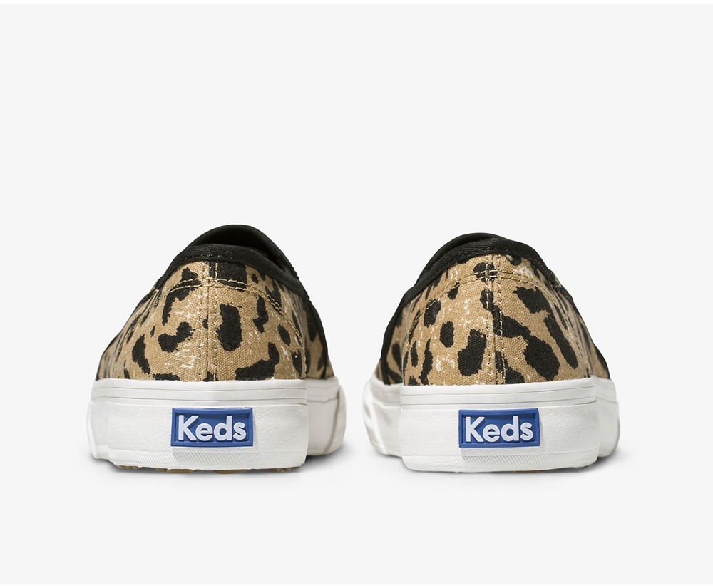 Slip Ons Keds Mujer Marrom - Double Decker Leopard - 0286-RYVQT